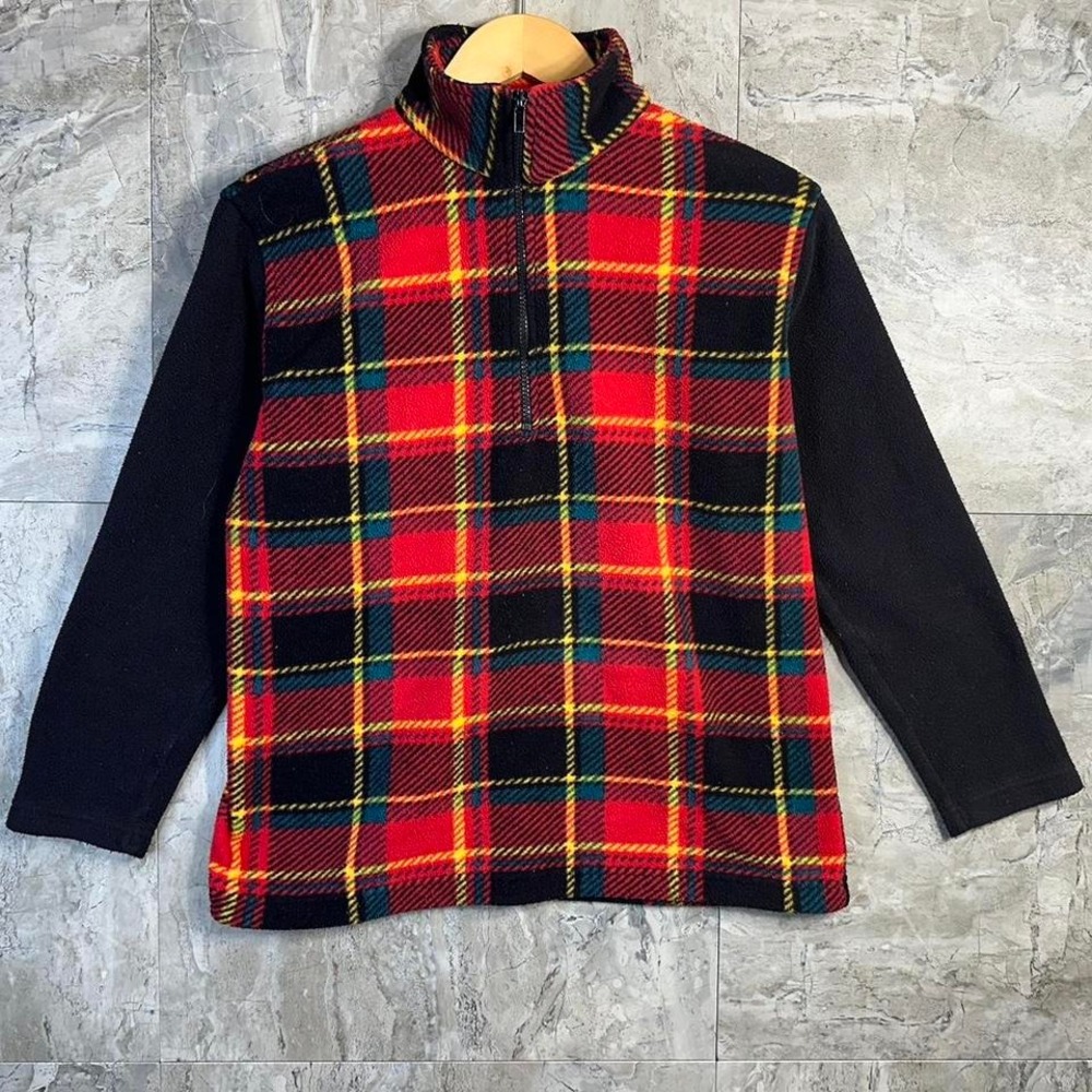 Arizona Jean company Red and black plaid jacket with 1/4 zip‎ fleece Woman S